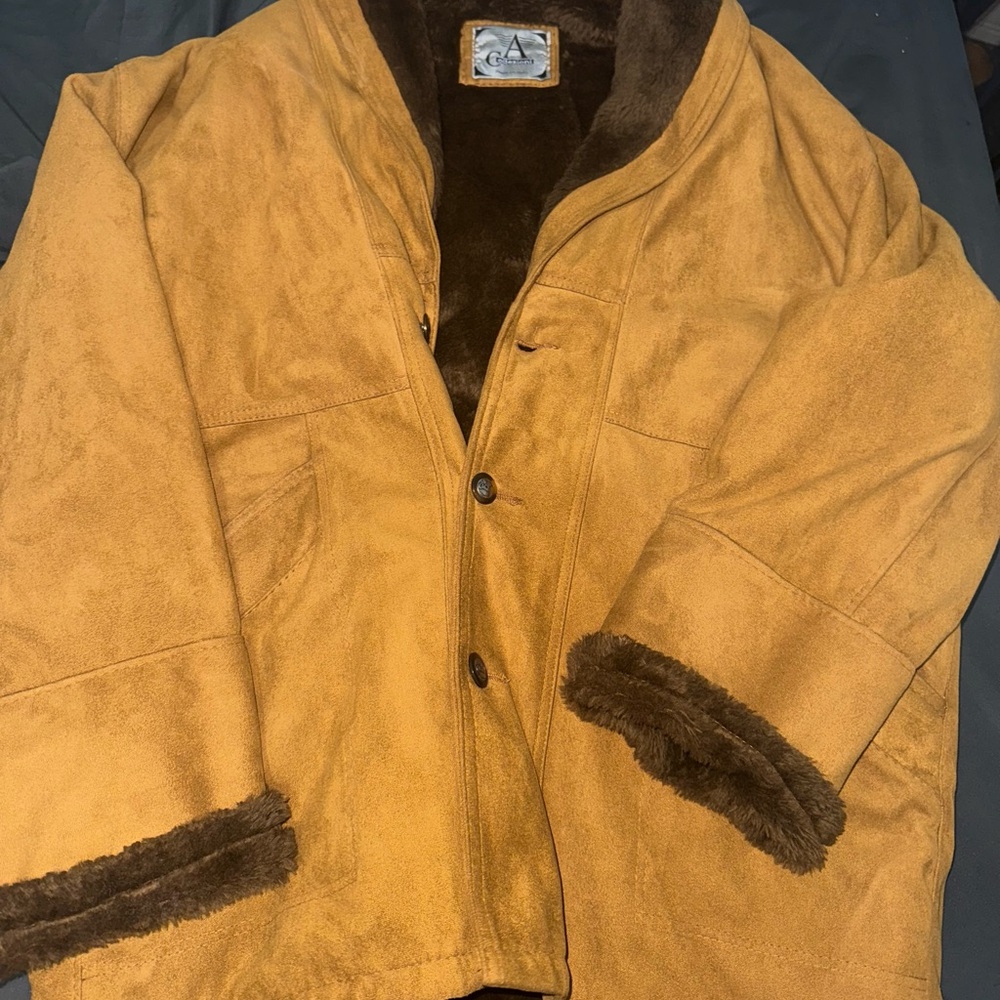 Armani Collezioni Tan Suede Jacket with Dark Brown Lining